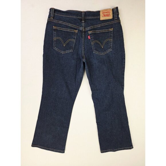 Levis Size 12P Short Women 27" Inseam 550 Relaxed Boot Cut Blue Denim Logo Jeans - Picture 1 of 12